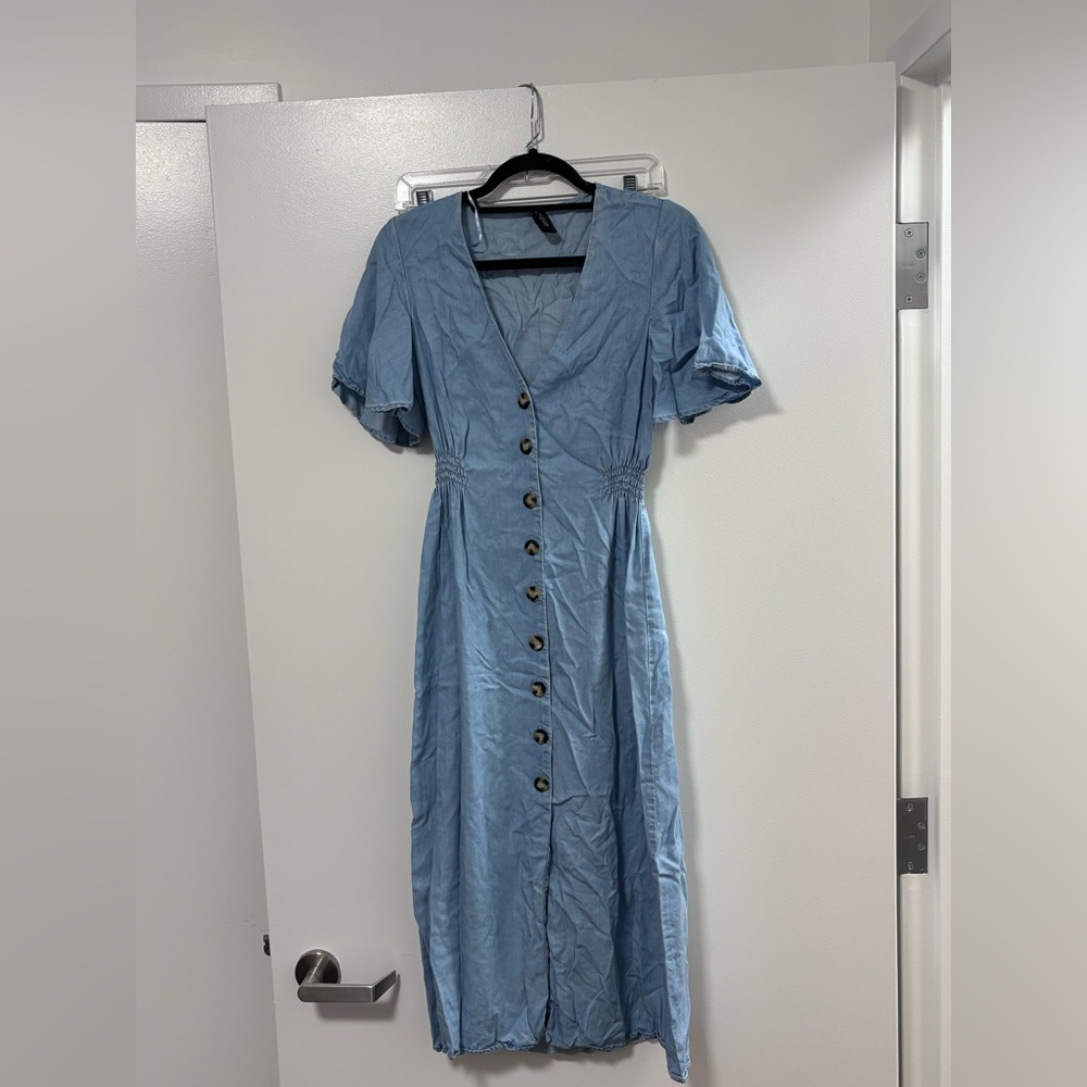 Midi length denim dress size small ZARA